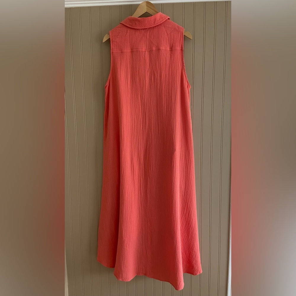 Fashion Village 100% Cotton Crinkle High Low Maxi Dress With Pockets Women’s M - Picture 6 of 7